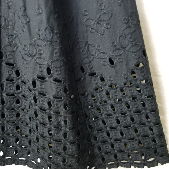 Donna Karan Black Cotton Embroidered Eyelet Hem Sleeveless A-line Dress Size 2 - Picture 8 of 16